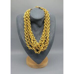 Vintage Gold Tone Bulky Chain Link Layered Anne Klein Statement Necklace N1A